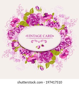 Vintage Floral Card with Roses Vector Design Element. Roses background, invitation