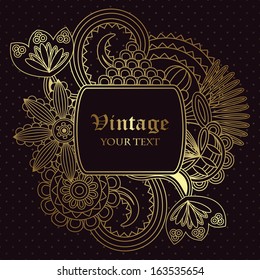 Vintage floral card. Seamless background with polka dot       