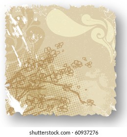 Vintage floral card, vector background