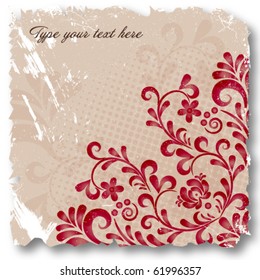 Vintage floral card, vector background