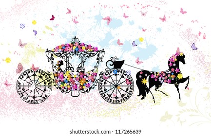 vintage floral carriage