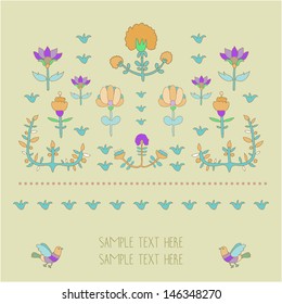 Vintage floral decor. All elements are on separate layers and can be easily modified.