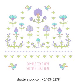Vintage floral decor. All elements are on separate layers and can be easily modified.