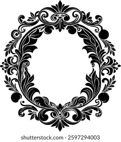 Vintage floral decorative frame with ornate patterns and elegant swirls