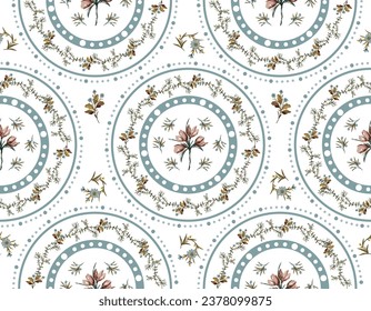 Diseño floral Vintage Forma de papel de pared de círculo , Pequeña toalla de cocina de libertad floral y manteles inspirados en Vector de patrón sin soldadura , Diseño para moda , tela, textil, todas las impresiones 