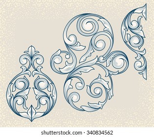 Vintage floral design elements