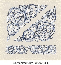 Vintage floral design elements