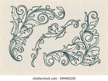 Vintage floral design elements