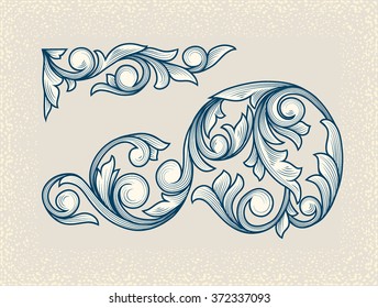 Vintage floral design elements