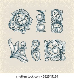 Vintage floral design elements