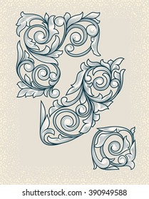 Vintage floral design elements