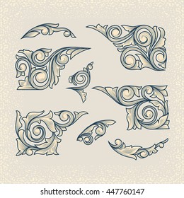 Vintage floral design elements