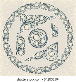 Vintage floral design elements