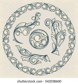 Vintage floral design elements
