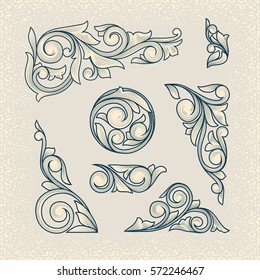 Vintage floral design elements