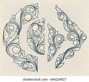 Vintage floral design elements