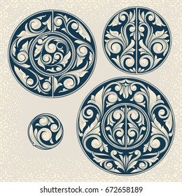 Vintage floral design elements