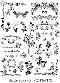 Vintage floral design elements (black and white)