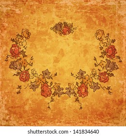 Vintage floral design elements on old paper sheet with grunge texture.  EPS10 blend mode, transparency used