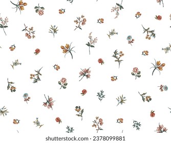 Vintage floral Design Meadow Flower , Small  floral liberty kitchen towel and tablecloths inspired Seamless Pattern Vector ,  Design  for fashion , fabric, textile, and all prints 