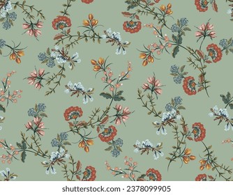 Vintage floral Design Meadow Flower , Small  floral liberty kitchen towel and tablecloths inspired Seamless Pattern Vector ,  Design  for fashion , fabric, textile, and all prints 