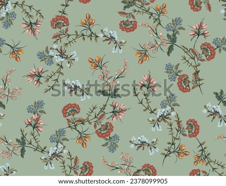 Vintage floral Design Meadow Flower , Small  floral liberty kitchen towel and tablecloths inspired Seamless Pattern Vector ,  Design  for fashion , fabric, textile, and all prints 