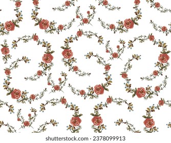 Diseño floral vintage Viejo estado de ánimo de papel de pared rosa , Pequeña toalla de cocina floral y manteles inspirados en Vector de patrón sin costura , Diseño para moda , tela, textil y todas las impresiones 