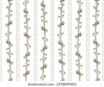 Vintage floral Design Vertical Stripe , Small  floral liberty kitchen towel and tablecloths inspired Seamless Pattern Vector ,  Design  for fashion , fabric, textile, and all prints 