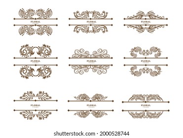 Vintage-Blumenteiler setzen Vektordesign-Illustration