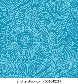 Vintage floral doodle seamless pattern. Seamless pattern can be used for wallpapers, pattern fills, web page backgrounds, surface textures. Cute seamless floral background