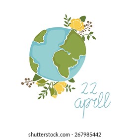 Vintage floral Earth Day card