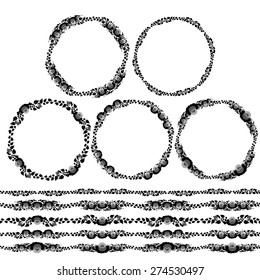 Vintage floral elements, black on white background. template for your design. Used pattern brushes included.  pattern for frames and borders. Vector