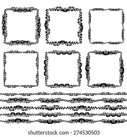 Vintage floral elements, black on white background. template for your design. Used pattern brushes included.  Pattern for frames and borders. Vector