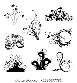 Vintage Floral Elements Set Vector