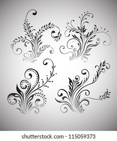 Vintage floral elements vector design