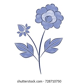 Vintage floral embroidery pattern vector. Winter blue peony flower ornament stitch print isolated. Ethnic textile patch design for bedlinen, tablecloth, pillow, napkins, woman fashion clothing.