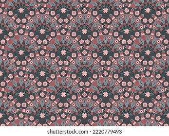 Vintage Floral Fan Pattern Design