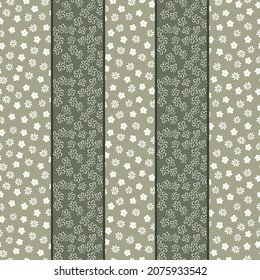 Vintage Floral Flower Stripe Green 70s Phone Case Background Stationary Fashion Textile Repeat Seamless Pattern