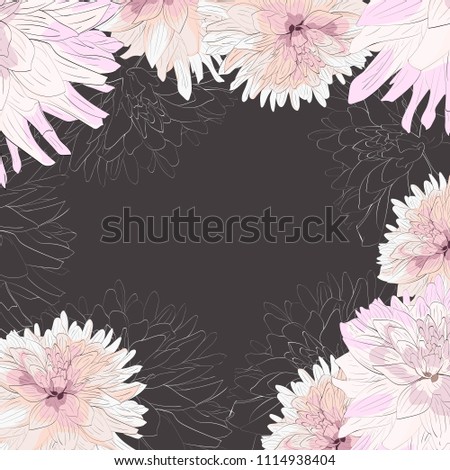 Vintage Floral Frame Autumn Dahlia Flowers Stock Vector Royalty