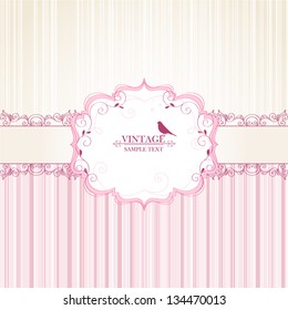 Vintage floral frame with bird. Element for design.