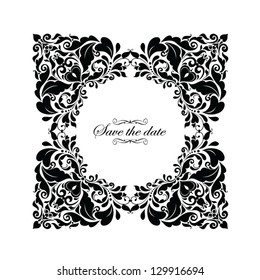 Vintage floral frame (black and white)