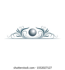 vintage floral frame border with a pearl in the middle ,  Vector illustration of decorative ornamental frame