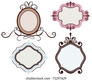 Colección de marcos florales vintage, ilustración vectorial