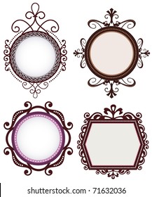 Vintage floral frame collection, vector illustration