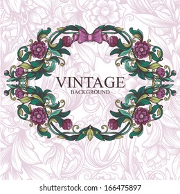 Vintage floral frame and decorative seamless floral pattern