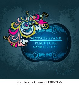 Vintage floral frame. Element for design.