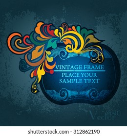 Vintage floral frame. Element for design.