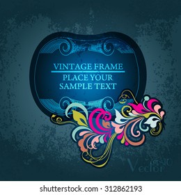 Vintage floral frame. Element for design.