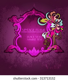Vintage floral frame. Element for design.