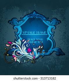 Vintage floral frame. Element for design.